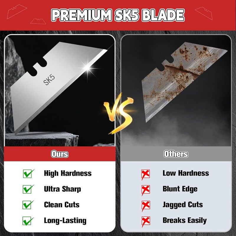 Jetmore 500 Pack Utility Knife Blades, Heavy Duty Box Cutter Blades, Standard Replaceable Utility Blade with Storage Box, Sharp SK5 Steel Razor Blades for Drywall, Warehouse, Construction, Work - Image 3